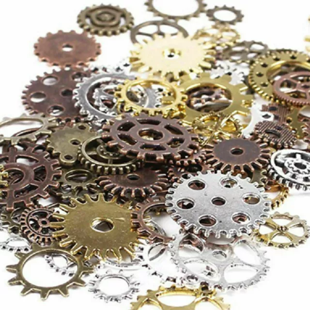 100g DIY Watch Parts Steampunk Jewellery Art Craft Cyberpunk Cogs Gears Charms