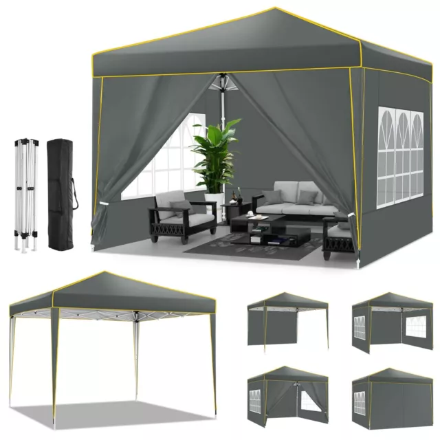 10x10FT Outdoor Pop Up Canopy Tent With Sidewalls, Heavy Duty Gazebo Waterproof