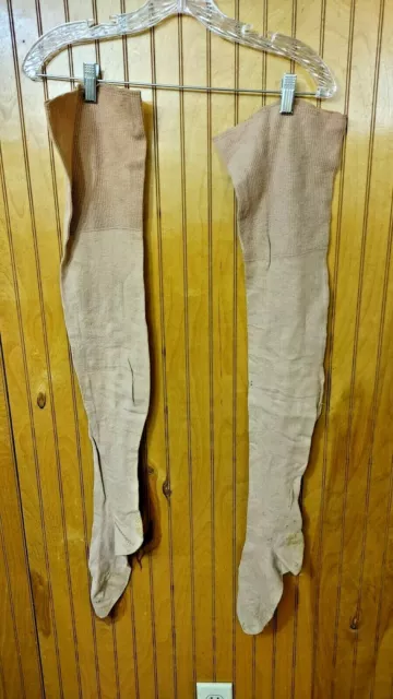 Antique Victorian Edwardian 35-inch Long Socks/Stockings Leggings Brown