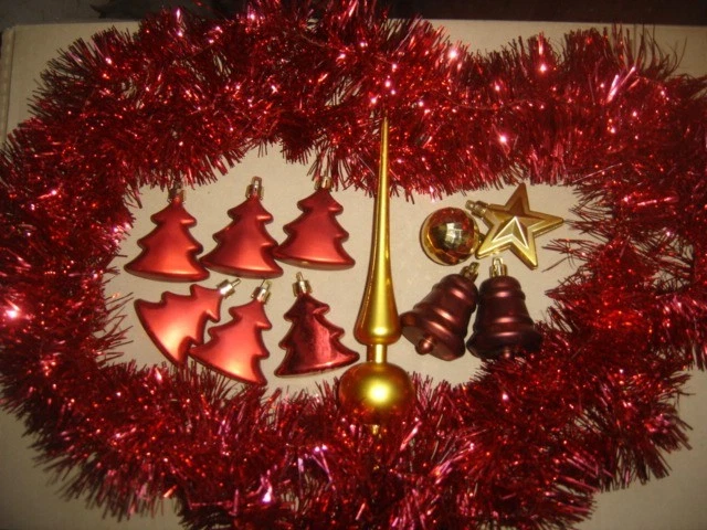 Lot Décoration Noël Vintage : Guirlande Et Cimier - Occasion En Bon état