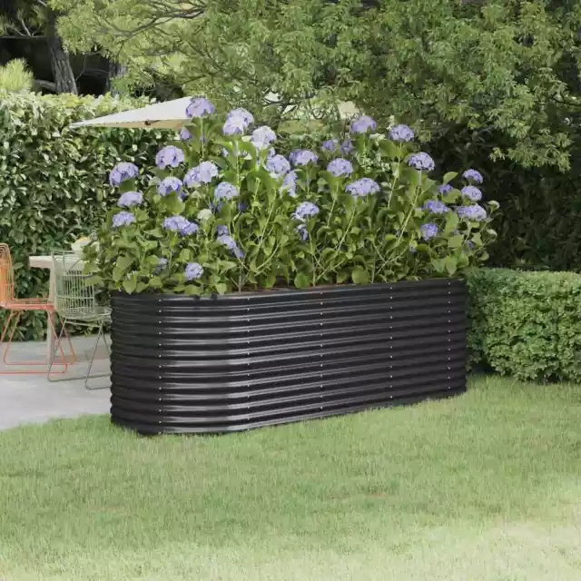 vidaXL Garden Raised Bed Powder-Coated Steel 224x80x68 cm Anthracite