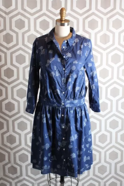 NWT Band Of Outsiders Navy Floral Cotton Shirtdress 3 Dress