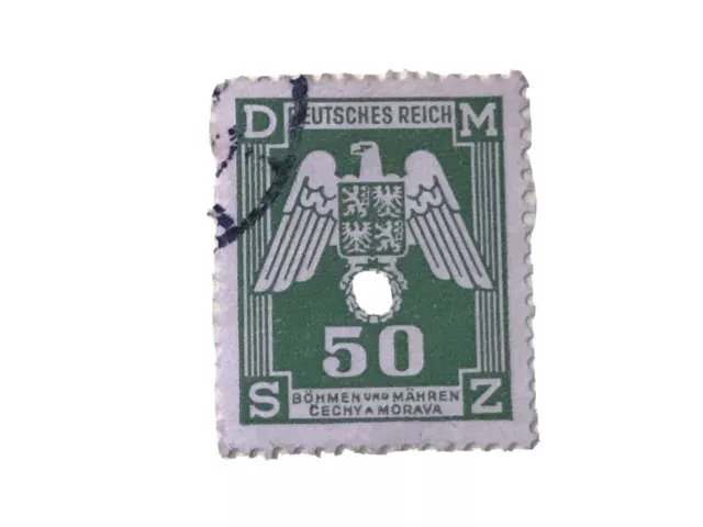 1943 - Böhmen u. Mähren - Mi.Nr.15 - 50 H - Dienstmarke Adler mit Wappen - gest.