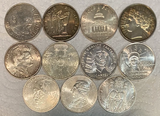 Lot De 11 Pieces De 100 Francs Commemoratives