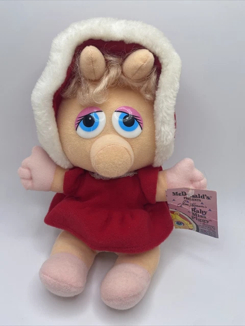 Baby Miss Piggy Christmas Vintage 1988 Plush Doll Vintage Henson Muppets Used