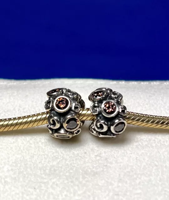 Pandora Primrose Path Sterling Silver Charms w/ Brown Cubic Zirconia (790330BCZ)