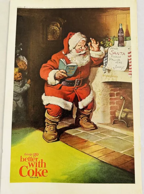 1963 Vintage Coca Cola Print Ad Dear Santa Please Pause Here Jimmy Full Color NG