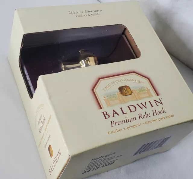 Baldwin Premium Brass Robe Hook Harlequin 3415-030 Polished Apron Purse Box New