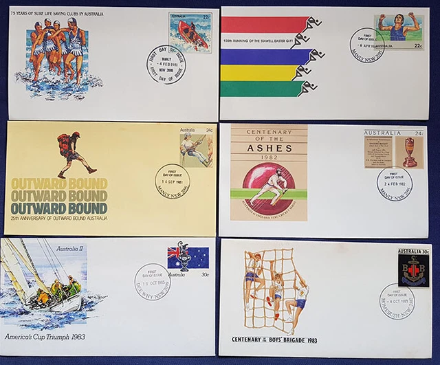 AUSTRALIAN PRESTAMPED ENVELOPES (6) sports themes, early 1980s 6.00