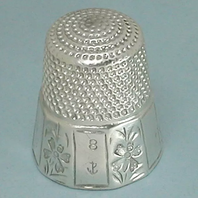 Antique Sterling Silver Panel Band Butterflies Thimble * Stern Bros *Circa 1890s