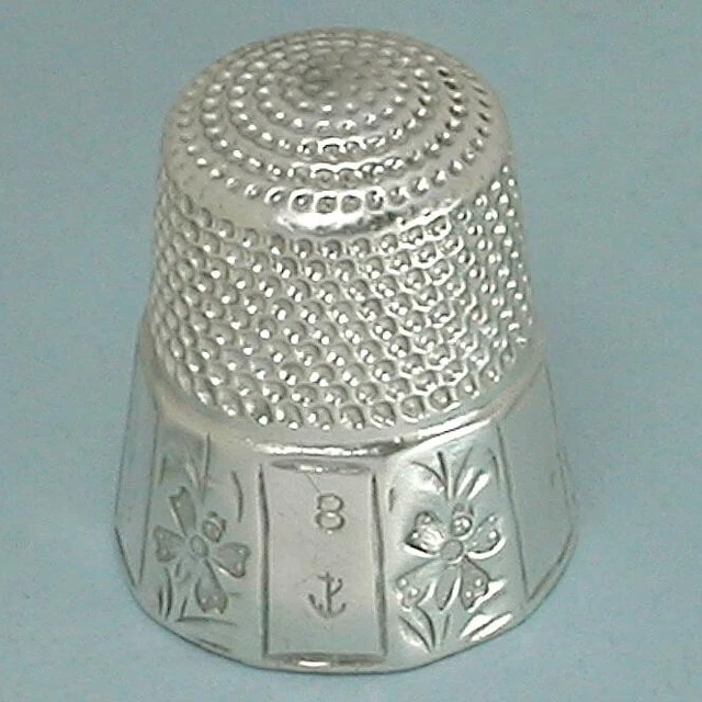 Antique Sterling Silver Panel Band Butterflies Thimble * Stern Bros *Circa 1890s