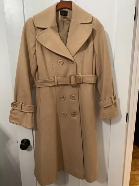 VIA for Victorias Secret Clothing Wool Trenchcoat Camel Brown Size 2 Peacoat