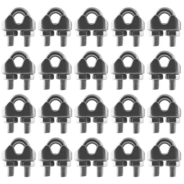 20PCS 1/8 Inch M3 304 Stainless Steel Wire Rope Cable Clip Clamp, Used for Anyth