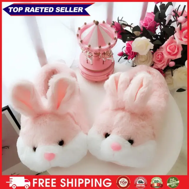 Cute Rabbit Slippers Bunny Closed Toe Slippers Cozy for Men Women (Pink S 35-38)