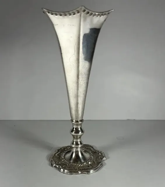 Vintage Silver Plate Trumpet Vase 7 1/2 Inch.  Made By Two’s Company Inc