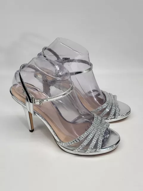 I. Miller Beautiful Silver Glitter Heels Shoes Ankle Straps Women’s Size various