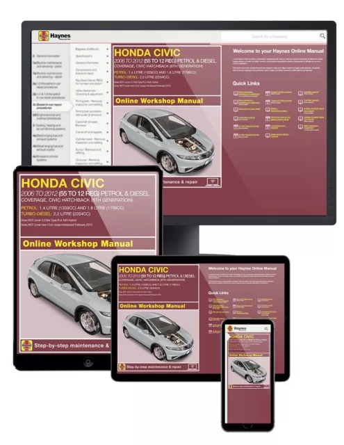 Honda Civic Petrol & Diesel (2006-2013) Haynes Online Car Manual