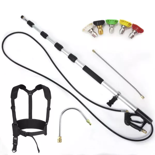 Pressure Washer Telescoping Extension Wand 18FT 4000PSI 5 section with gutter cl