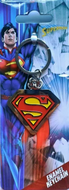 Official Dc Comics Superman Shield Logo Metal Keychain Keyring Brand New!