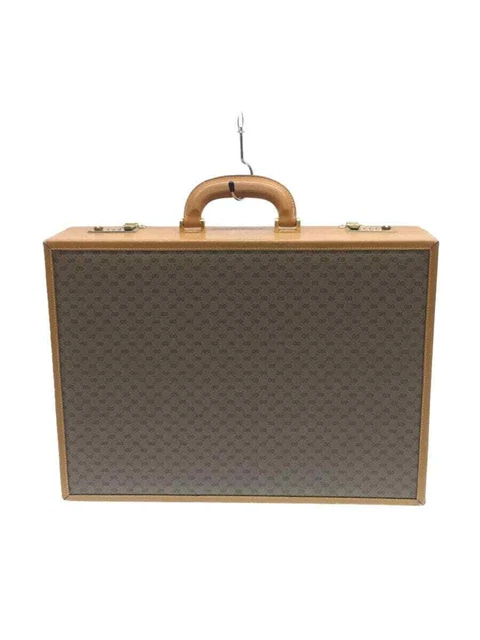 GUCCI old Gucci old trunk attache case beige PVC x leather total pattern
