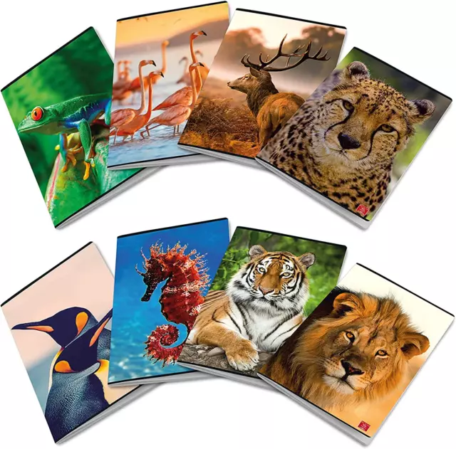 Pigna ANIMAL, Maxi Quaderni A4 Quadretto 0Q Con Margine, 5 Mm, Confezione Da 10