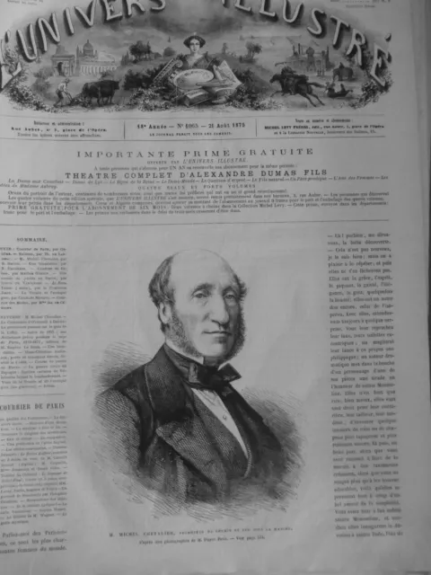 1875 Michel Chevalier Portrait  1  Journal Ancien