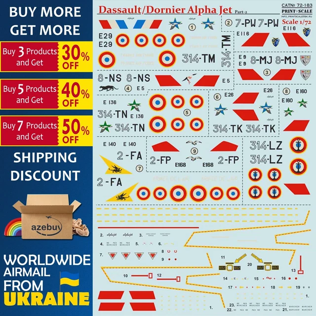 Dassault/Dornier Alpha Jet Part-2 1/72 Scale Decals Kit Print Scale 72-183