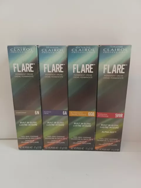 CLAIROL Professional FLARE Permanent CREME Hair Color 100% Gray Coverage ~ 2 oz.