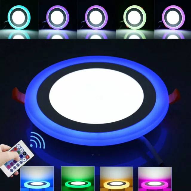 10x DualColor Slim Recessed RGB LED Flat Panel Ceiling Light Downlight Spotlight