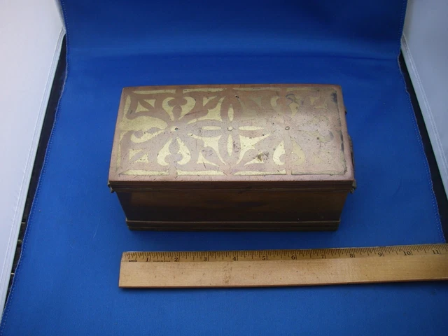 Antique SOUTHEAST ASIAN Inlaid BRONZE BETEL NUT BOX-No Interior-NR