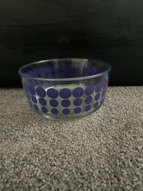 Vintage Charm Pyrex Polka Dot Bowls PYREX BLUE POLKA Clear Glass