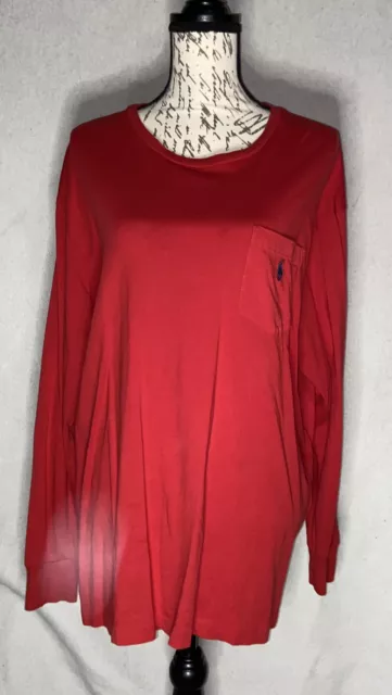 Polo R Lauren T- Shirt  Long Sleeve Large Red Chest Pocket