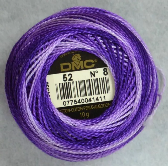 DMC Perle No.8 Cotton 10g Ball 80m Colour 52 VARIEGATED VIOLET