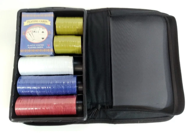 Travel Poker Set with 2 Decks of Cards Chips And Nylon Case New