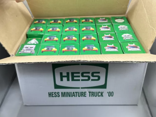 Vintage 2000s HESS Miniature Model Truck Set Lot of 24 w/ Collectors Box