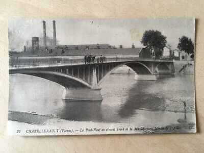 Carte CHATELLERAULT Une arche du Pont en ciment armé et Pont Henri IV Armes 