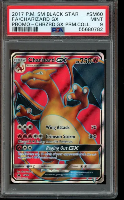 PSA 9 MINT Pokemon Charizard GX Sun & Moon Promos Full Art #SM60 2017