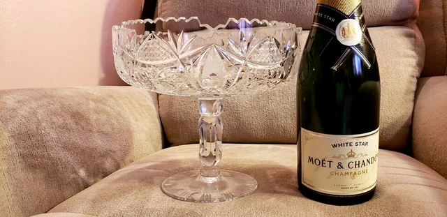 Antique American Brilliant Period Cut Glass Crystal "Leg" Bowl 8 1/2” x 7 3/4".