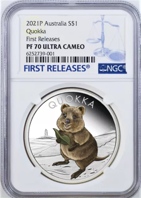 2021 Australia Quokka Silver Colored Proof NGC PF70 Ultra Cameo 1oz $1 Coin FR