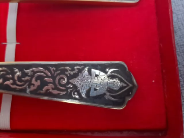AMFARCO SIAM STERLING Silver Inlaid Buddha Brass Serving Spoon Fork ...