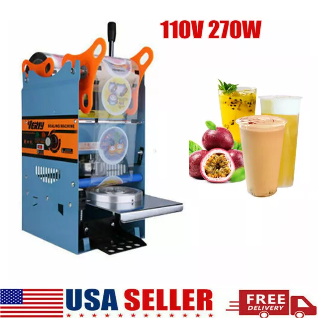 110V Electric Manual Sealing Machine 300-500 Cups/Hr Boba Bubble Tea Cup Sealer
