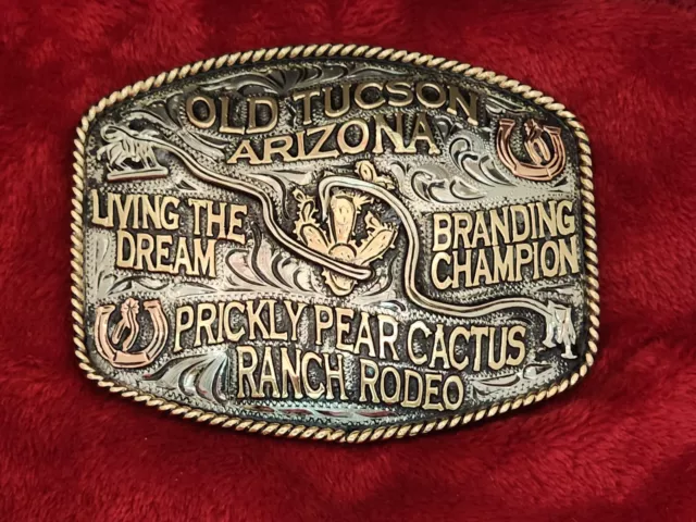 Arizona Calf Roping Champion Pro Rodeo☆Old Tucson Arizona☆Rare☆Trophy Buckle☆847