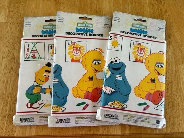 3 Vintage Packages of Wallpaper Border Sesame Street Babies