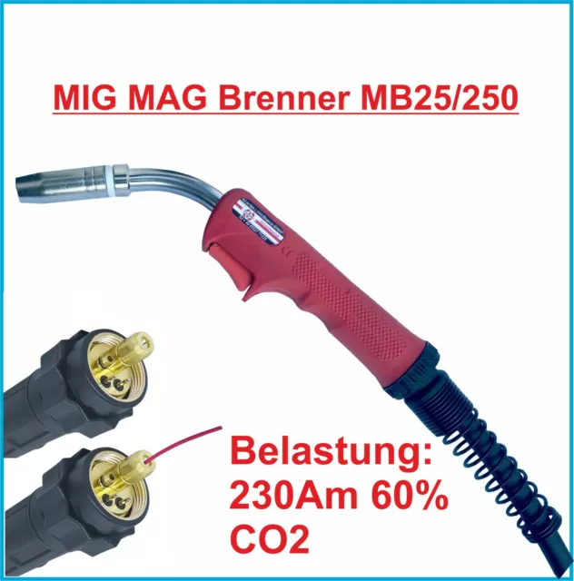 MIG MAG Brenner  Schweißbrenner MB 25/250 Schlauchpaket fü Schutzgas   3M/4M/5M