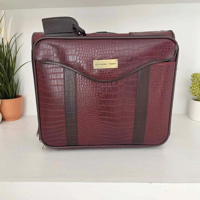 Husqvarna Viking Croc Embossed Rolling Carry On Travel Bag Burgundy