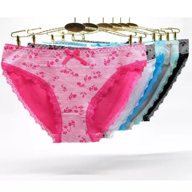 3, 6 PACK Women's Cotton Underwear Ladies Striped Sexy Briefs
