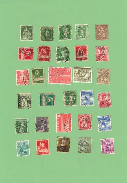 30 Briefmarken Schweiz, ab ca, 1880  gemischt, gestempelt, Zustand siehe Scan