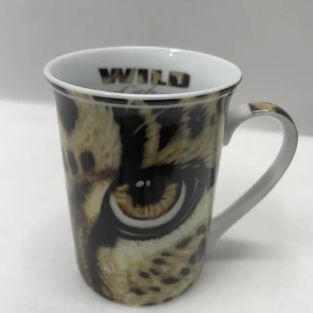 Wild Cafe Paul Cardew Leopard Mug 2008 England Art Stamp 12oz Cat Eyes Spots Cup