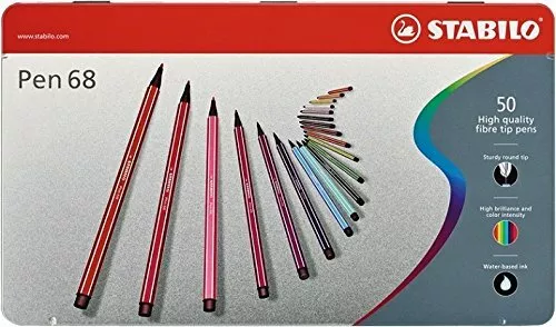 Premium-Filzstift - STABILO Pen 68 - 50er Metalletui - mit 46 verschiedenen