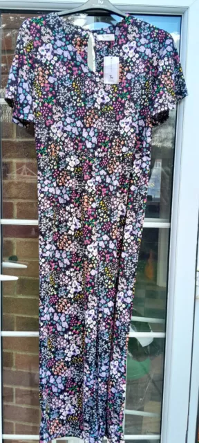 Tu Maternity Or Not BlacK Ditsy Floral Wide Leg Jumpsuit Flutter Sleeves Bnwt...